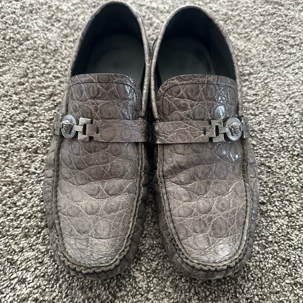 Versace Gray Loafers Slip-On Elegance